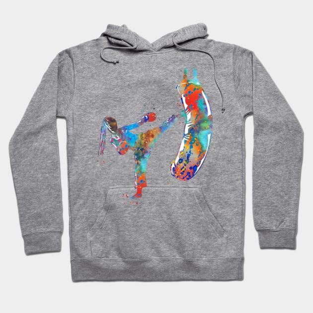 Kickbox Female Martial Artist Hoodie by RosaliArt